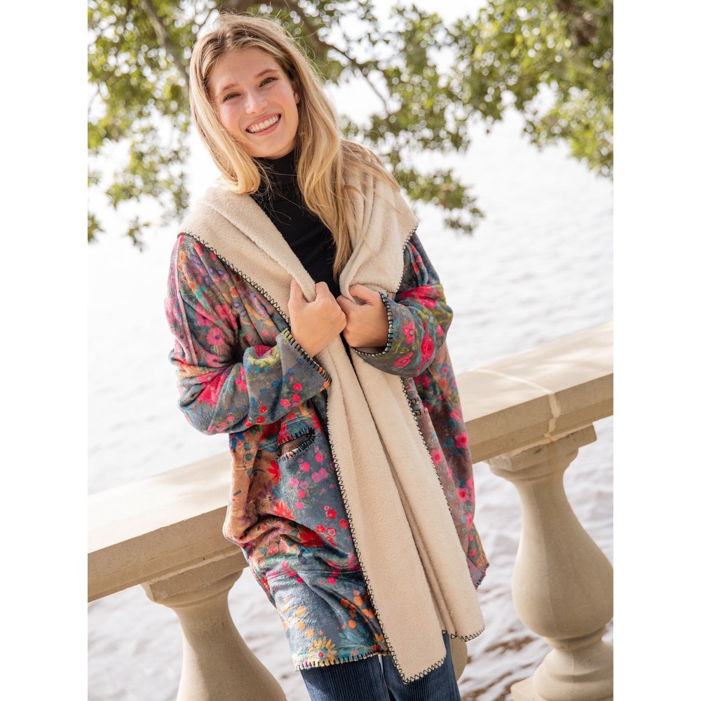 Natural Life Floral Cozy Blanket Kimono Small / Medium Hooded Cozy Lounge Boho